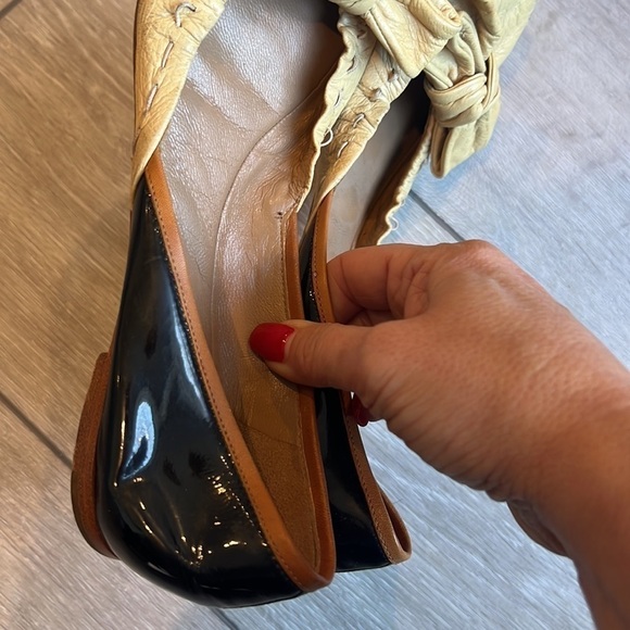 CHLOE Authentic Leather Two Tone Bow Ballerina Slippers Size 37.5 / 6.5 - Picture 12 of 12